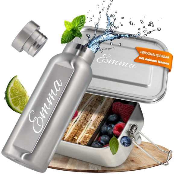 Edelstahl Lunchbox + Trinkflasche
