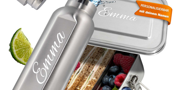 Edelstahl Lunchbox + Trinkflasche