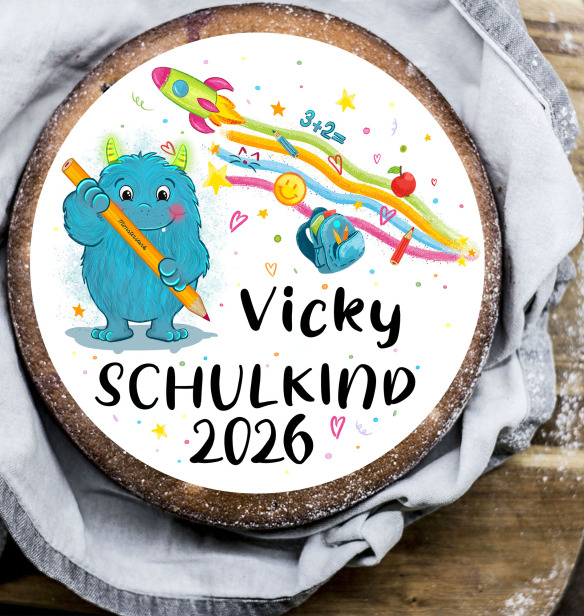 Einschulungs Tortenaufleger Monster